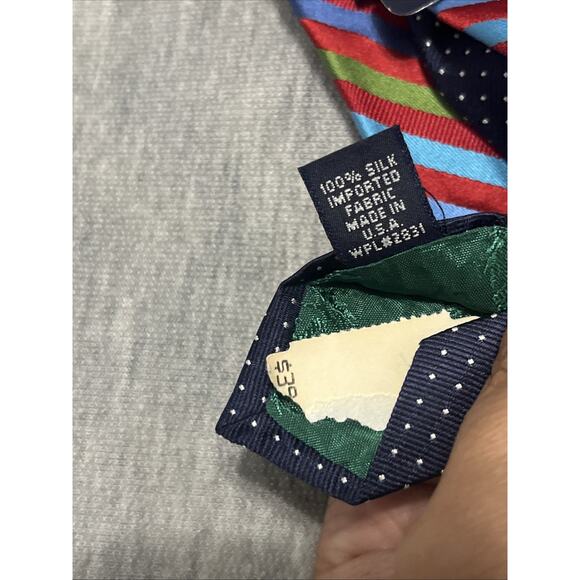 Tommy Hilfiger Men's June Silk Tie Made in USA Striped Rainbow NWT Multicolor - Picture 5 of 7